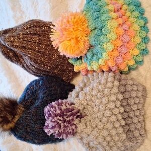 Bundle of 2 adorable handmade Beanies & 2 additional Beanies Pre-owned store